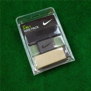 NWT Nike Golf 3-in-1 Web Belt Pack Black/Green/Tan